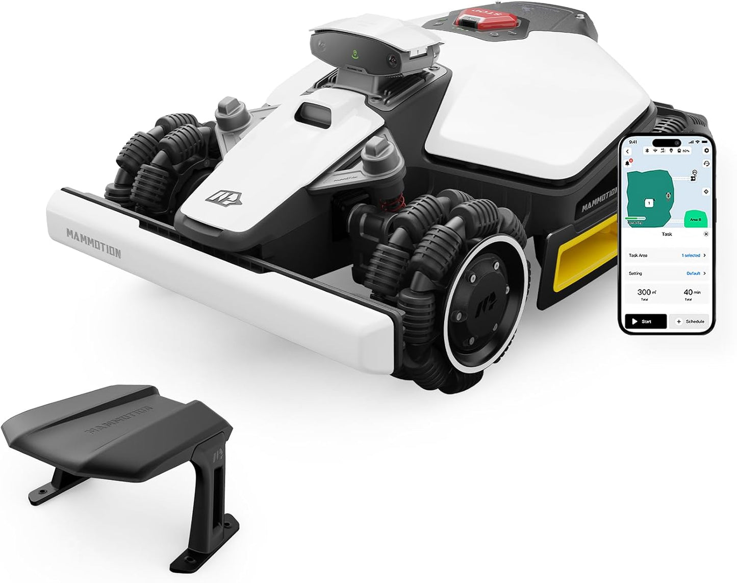MAMMOTION LUBA mini AWD 800 Mähroboter ohne Begrenzungskabel, NetRTK+Vision, Keine RTK-Antenne erforderlich, Auto-Kartierung, Empf. 800m², Max. 1000m², mit 4G-Modul, 80% Steigung