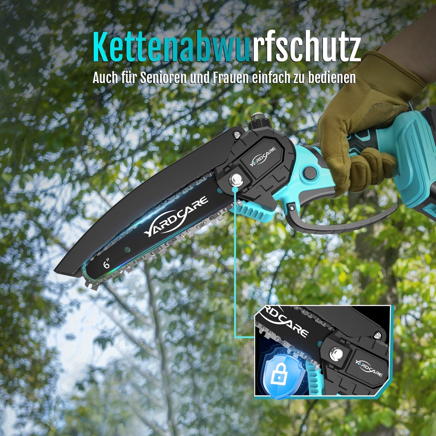 YARDCARE 6" bürstenlose Akku-Kettensäge