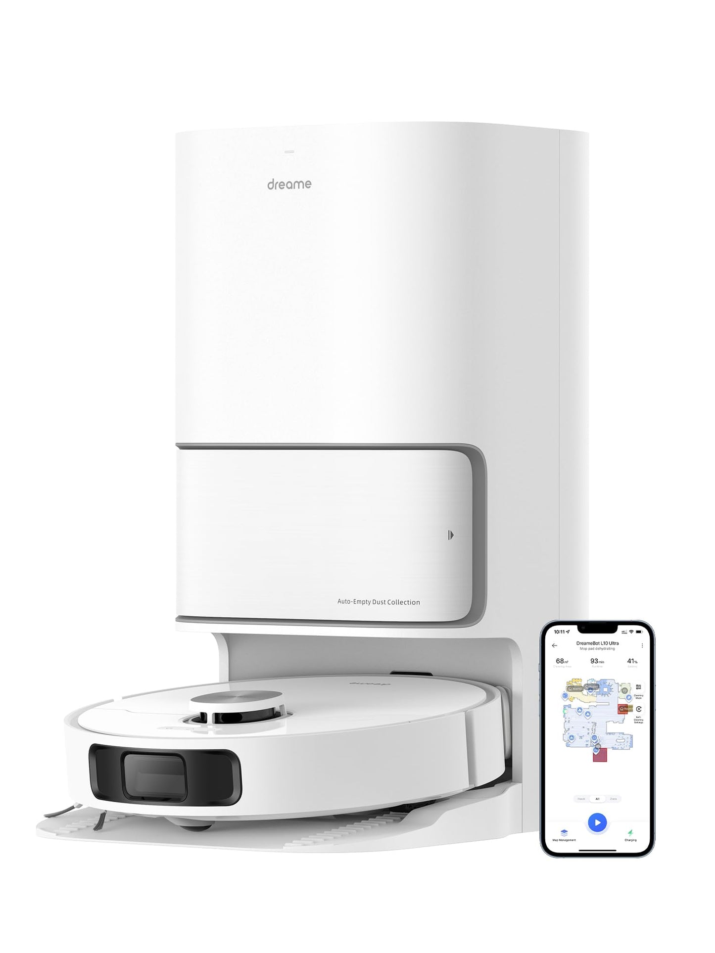 dreame L10s Pro Ultra Heat Robot Vacuum Cleaner with Mop Function, Automatic Mop Cleaning with Hot Water, Mop Extension, 7,000 Pa Suction Power, Double Mop and Floor Cleaning, Carpet Detection