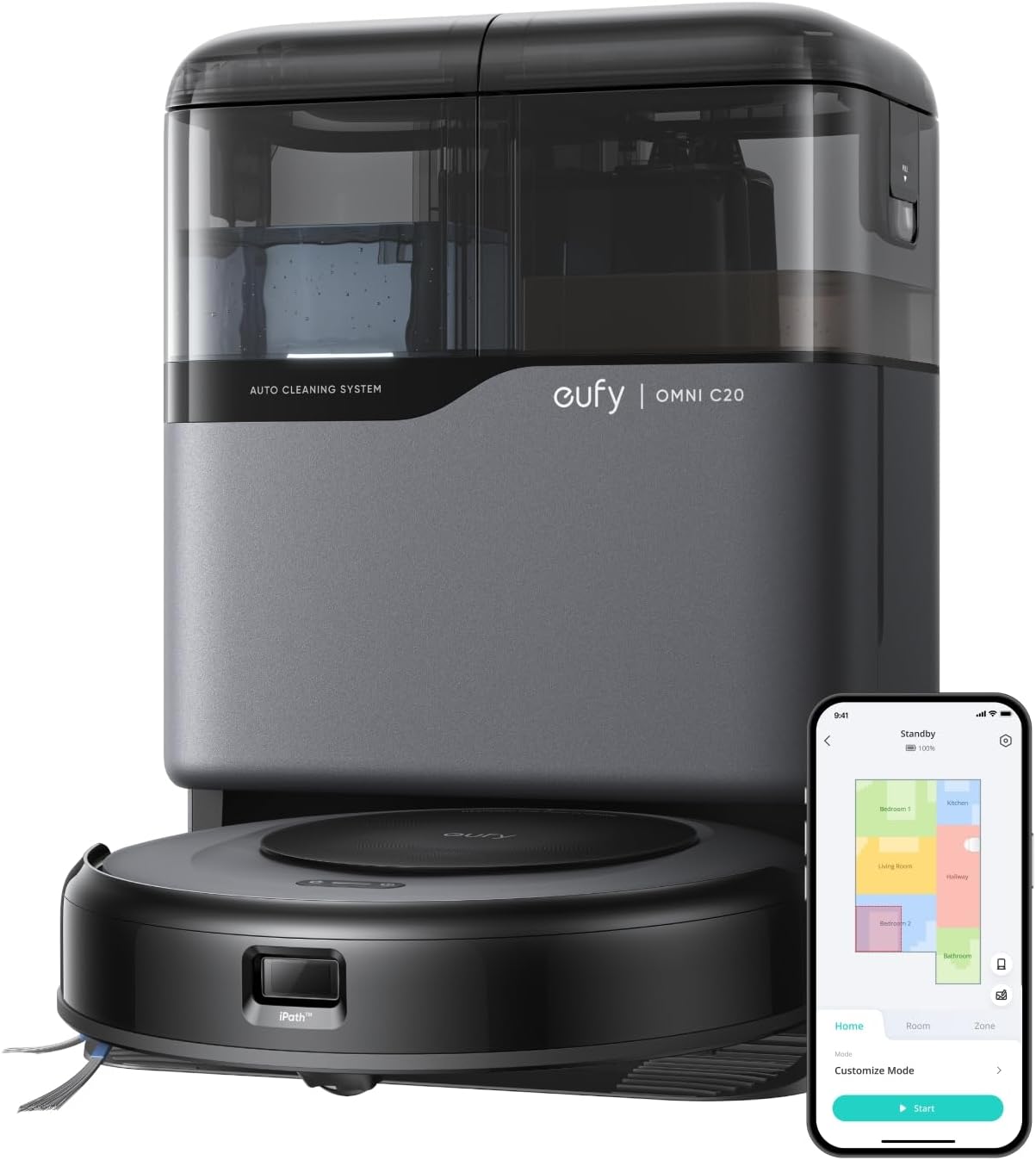 eufy Saugroboter Omni C20 mit All-in-One-Station,Auto-Entleerung, Auto-Wasch- und Trocknungsfunktion, 7.000Pa, 8,5cm Design, Staubsauger Roboter mit Wischfunktion,Kindersicherung
