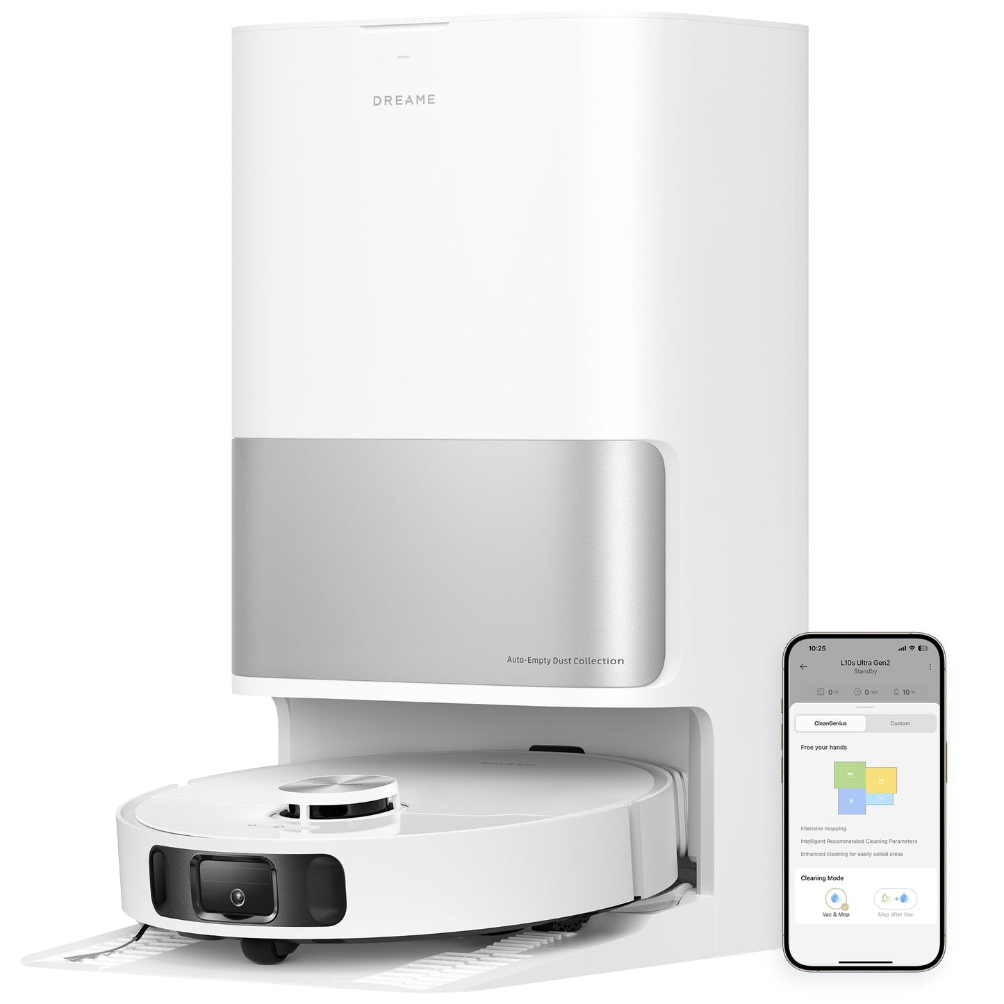 dreame L10s Pro Ultra Heat Robot Vacuum Cleaner with Mop Function, Automatic Mop Cleaning with Hot Water, Mop Extension, 7,000 Pa Suction Power, Double Mop and Floor Cleaning, Carpet Detection