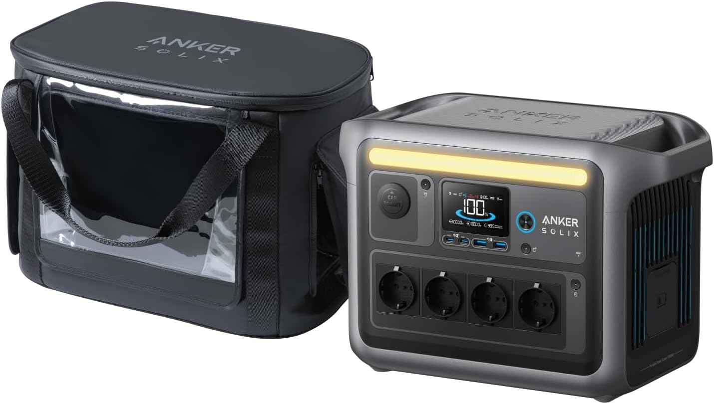 Anker SOLIX C1000 tragbare Powerstation mit wasserfester Tragetasche, 1800W Solargenerator, 1056Wh LFP (LiFePO4) Akku, 4 AC-Steckdosen