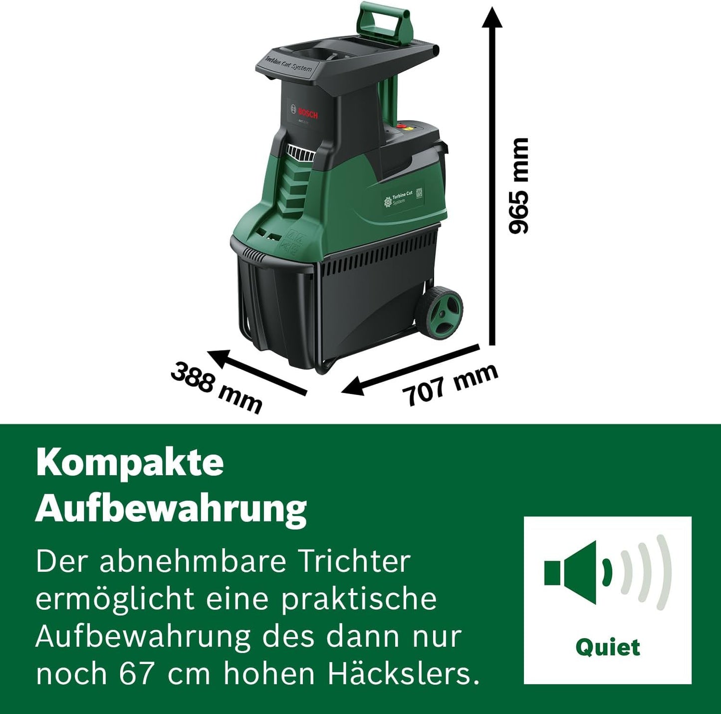 Bosch Turbinenhäcksler AXT 25 TC (2.500 W; geeignet für Holz und harte Gartenabfälle; integrierte Fangbox 53 l; in Karton)