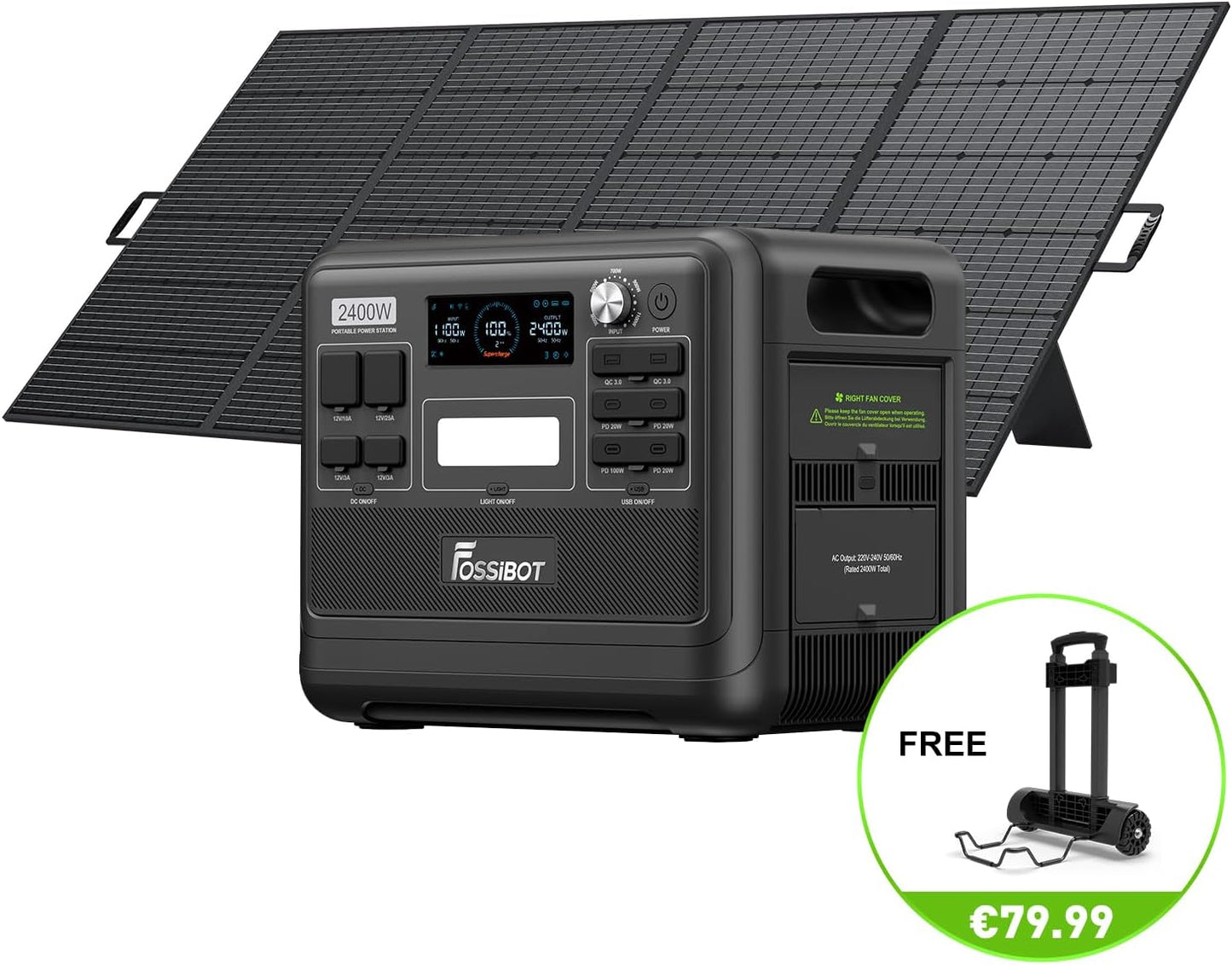 FOSSiBOT F2400 Solargenerator 2048Wh, 400W Solar, 2400W AC, Schnellladung