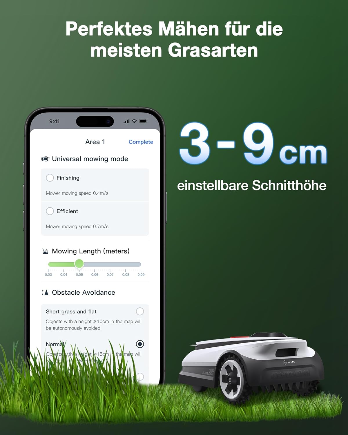 ECOVACS Goat A1600 RTK Mähroboter, 1600m², 330mm Schnitt, LiDAR RTK+Vision, 50% Steigung, Ohne Kabel