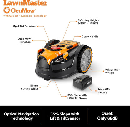 LawnMaster OcuMow™ 24V kabelloser Roboter-Rasenmäher & Trimmer