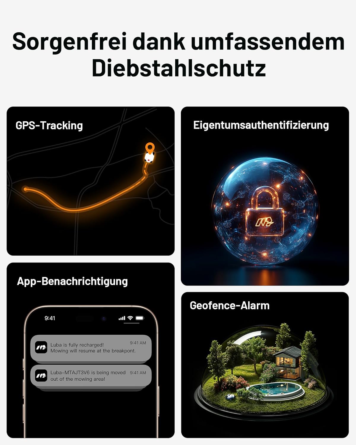 MAMMOTION LUBA 2 AWD 5000X Mähroboter 5000 m², NetRTK+Vision, ohne Kabel, 80 % Steigung