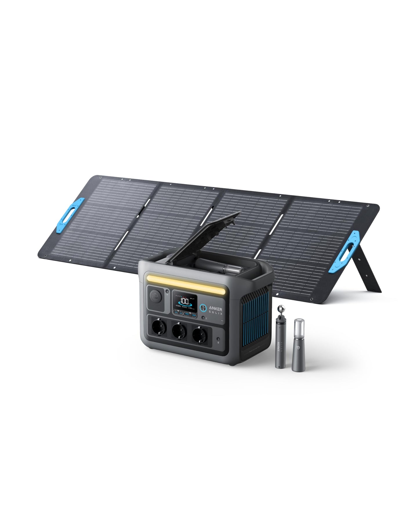 Anker SOLIX C800 Plus Tragbare Powerstation mit 100W Solarpanel, 1200W (1600W Spitzenleistung) Solargenerator für Campingbeleuchtung, 768Wh LiFePO4 Akkus für Camping, Wohmobil, Reisen, Stromausfall
