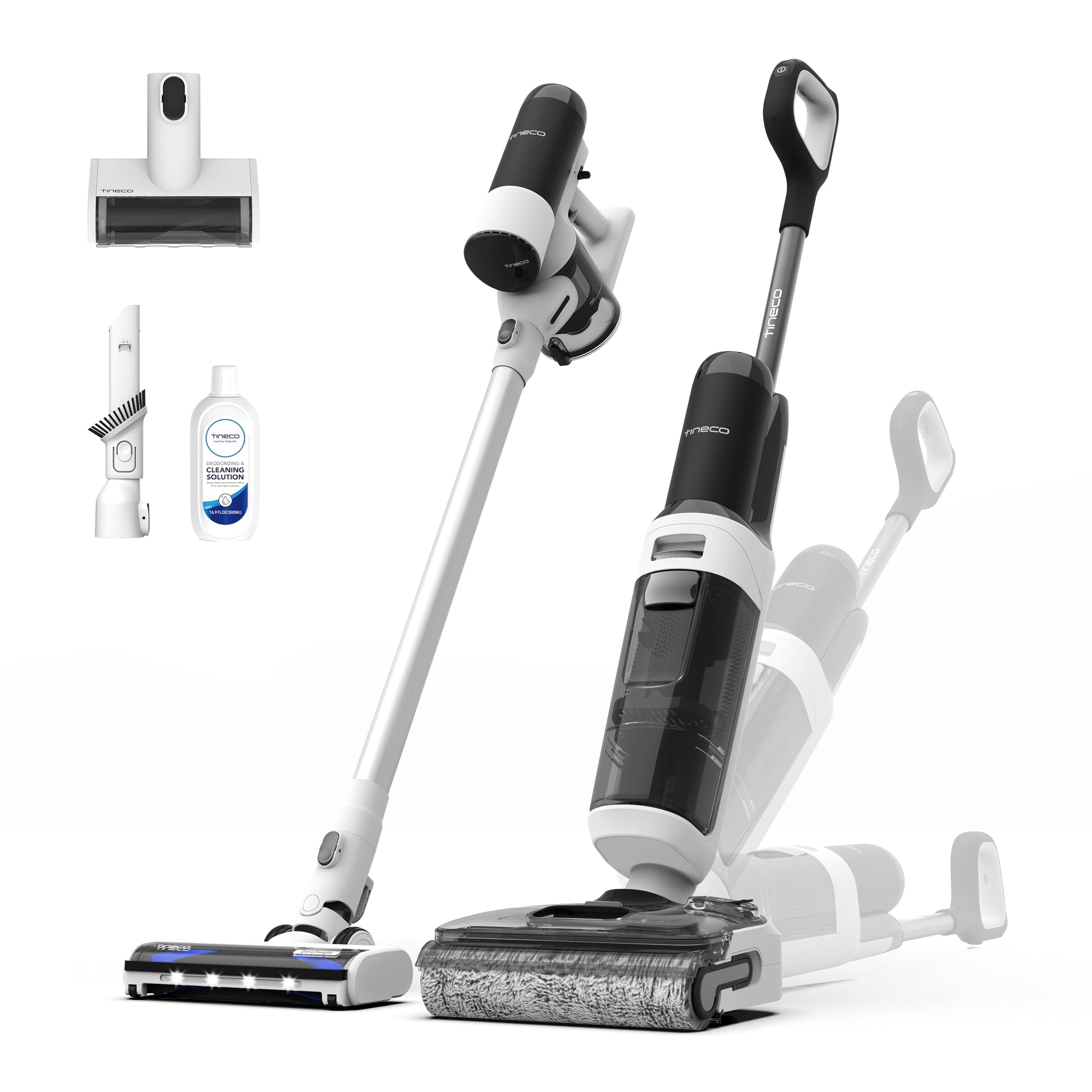 Tineco Floor One Stretch S6 Wet/Dry Vacuum Cleaner, 180° Flat Design Suction Mop 13 cm Lying Height, 70°C 5min FlashDry Self-Cleaning, 3-Sided Edge Cleaning, 40 Minutes Running Time Cleaning Under
