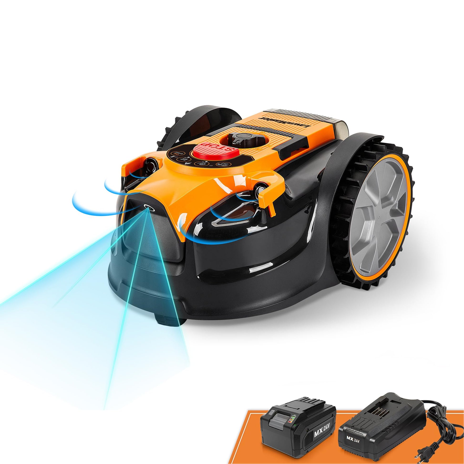 LawnMaster VBRM18AMID4R mähroboter ohne begrenzungskabel für bis zu 800㎡ 4ah Batterie Optische Navigation, Hindernisvermeidung, Automatische Ladestation, Verbotene-Zone-Funktion, WiFi & Bluetooth APP