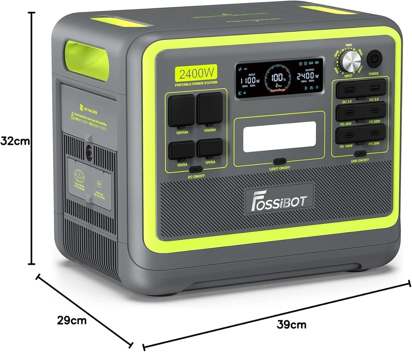 FOSSiBOT F2400 Powerstation 2048Wh, 2400W (4800W Peak), 3 AC Ausgänge