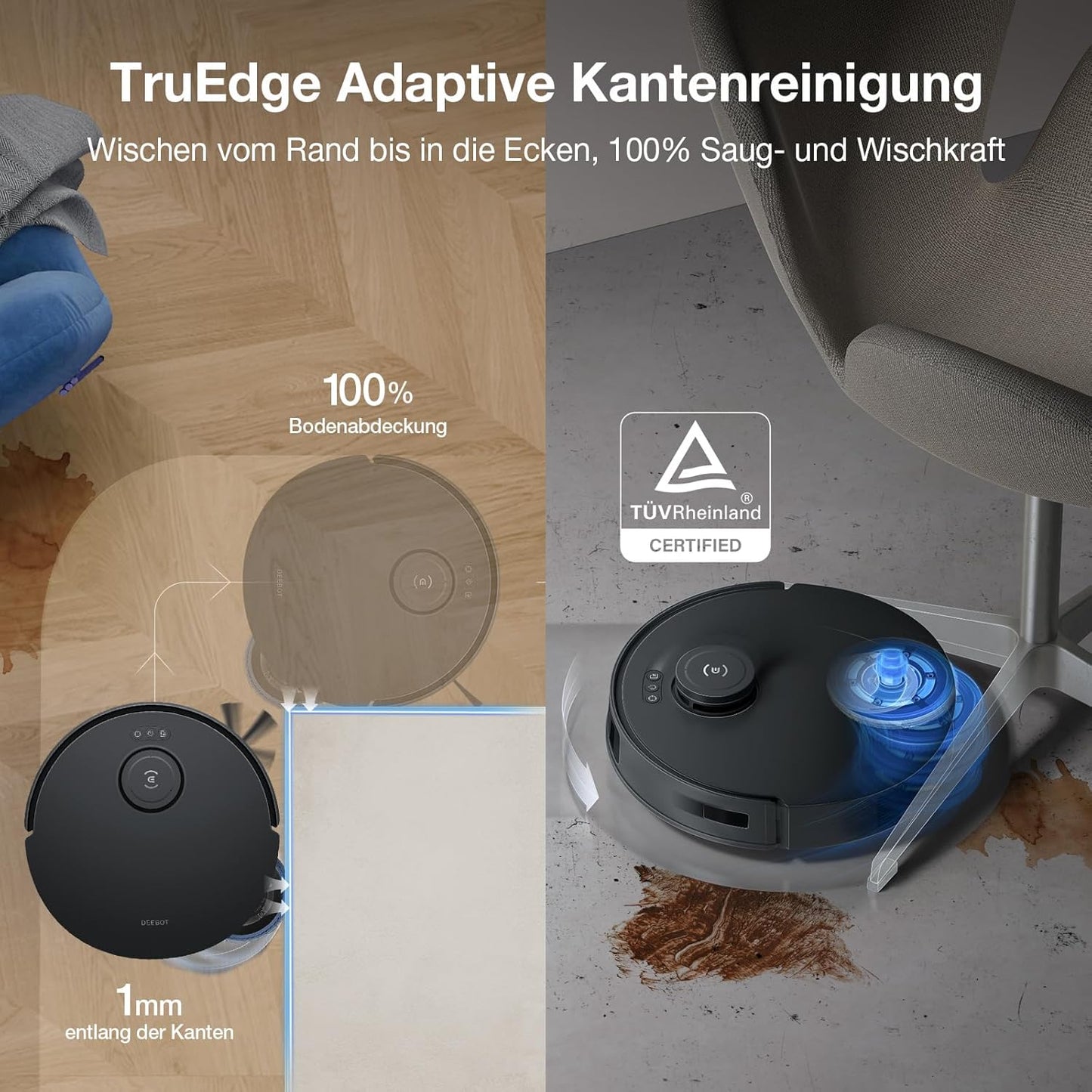 Deebot T30S Pro, 11,000Pa, Heißwasser-Wischung, ZeroTangle, TruEdge™, KI-Navigation