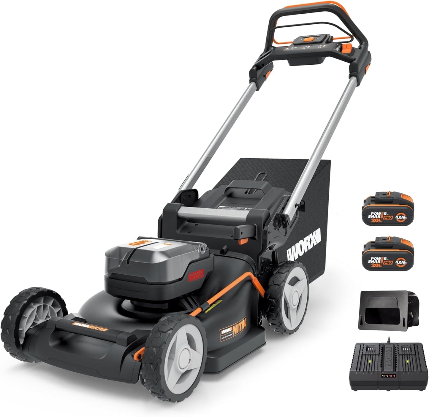 WORX WG749E Akku-Rasenmäher 40V, 46 cm, Radantrieb & Akku-Set
