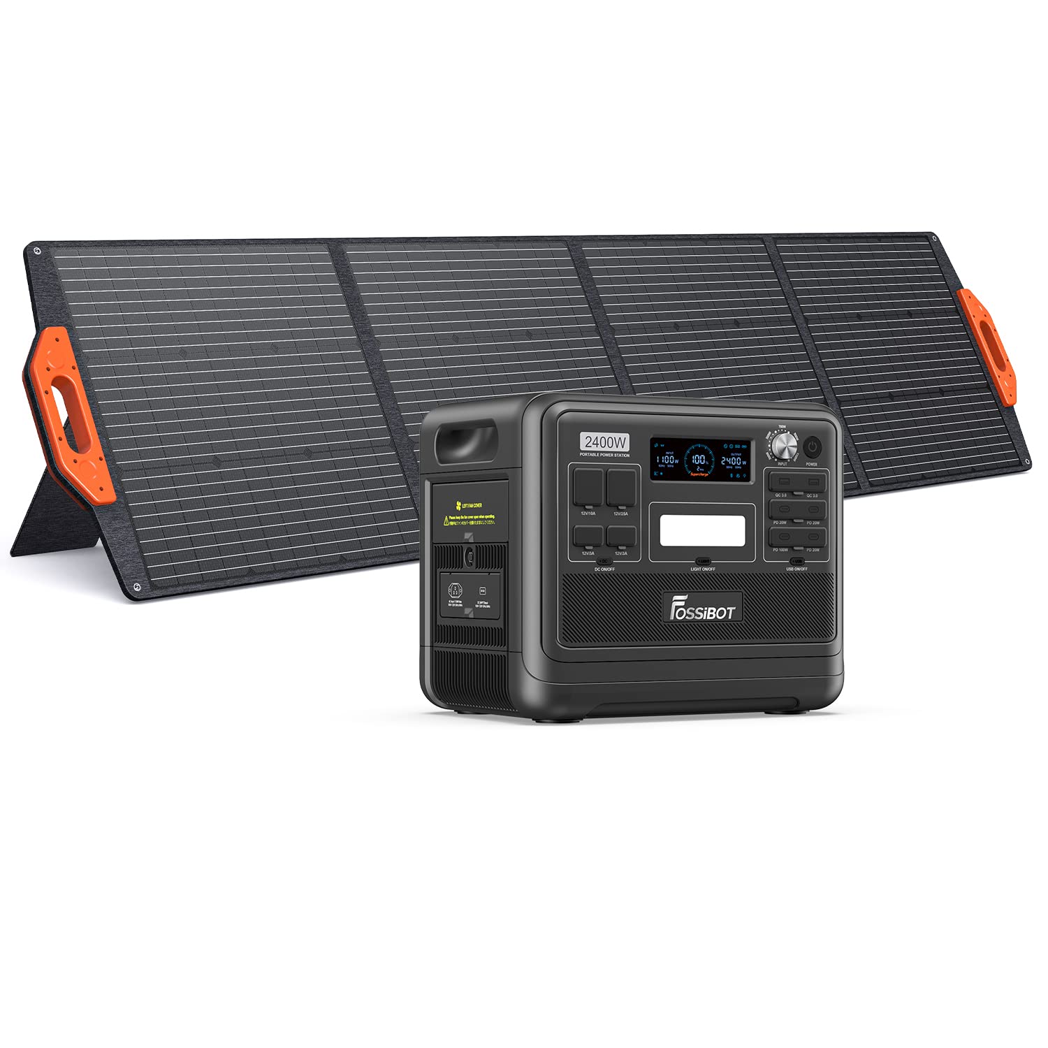 FOSSiBOT Tragbare Powerstation F2400, Solargenerator 2048Wh LiFePO4 Batterie-Backup mit 2400W 3X AC Ausgängen (4800W Peak) 230V, Power Station für Outdoor-Camping, Wohnmobil-Reisen, Hausgebrauch