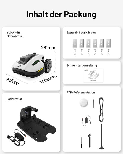 MAMMOTION YUKA Mini 500 Robotic Lawnmower, No Boundary Cable, 4G, Auto Mapping, 500m², 50% Incline