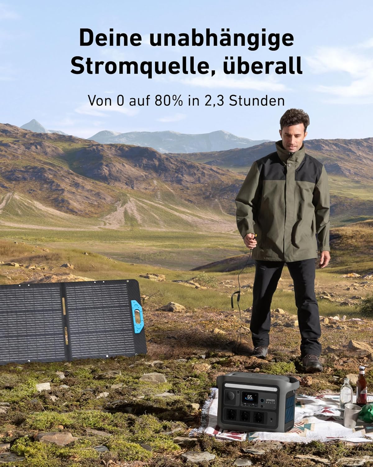 Anker SOLIX C800 Plus Powerstation 768Wh, 1200W (1600W Peak), mit 100W Solarpanel