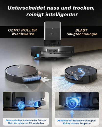 ECOVACS X9 PRO Omni, 16.600Pa, OZMO Roller, ZeroTangle 3.0, Heißwasser-Wischung, TruEdge 2.0, YIKO-GPT