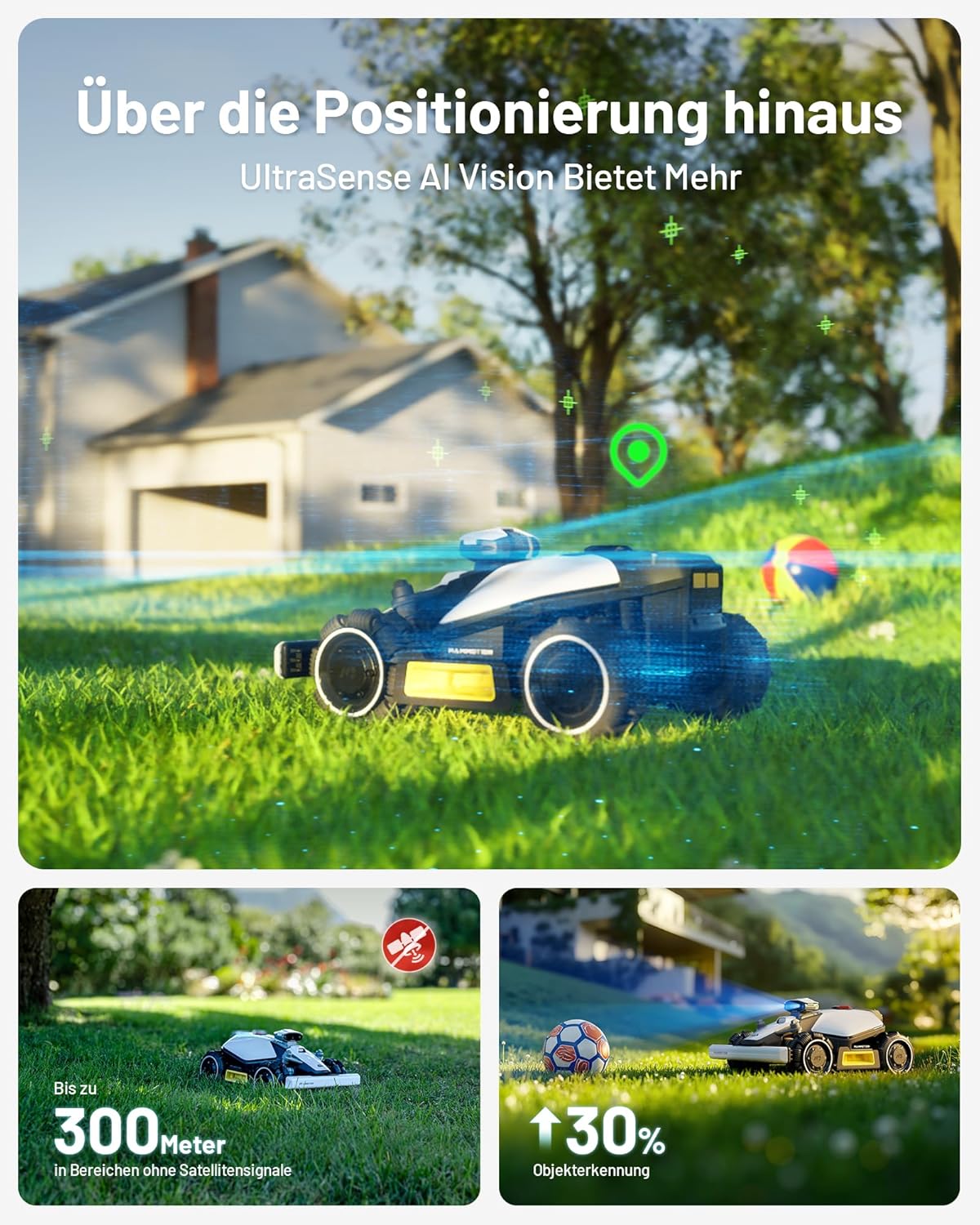 MAMMOTION LUBA mini AWD 800, 800m², Ohne Kabel, NetRTK+Vision, 4G, 80% Steigung