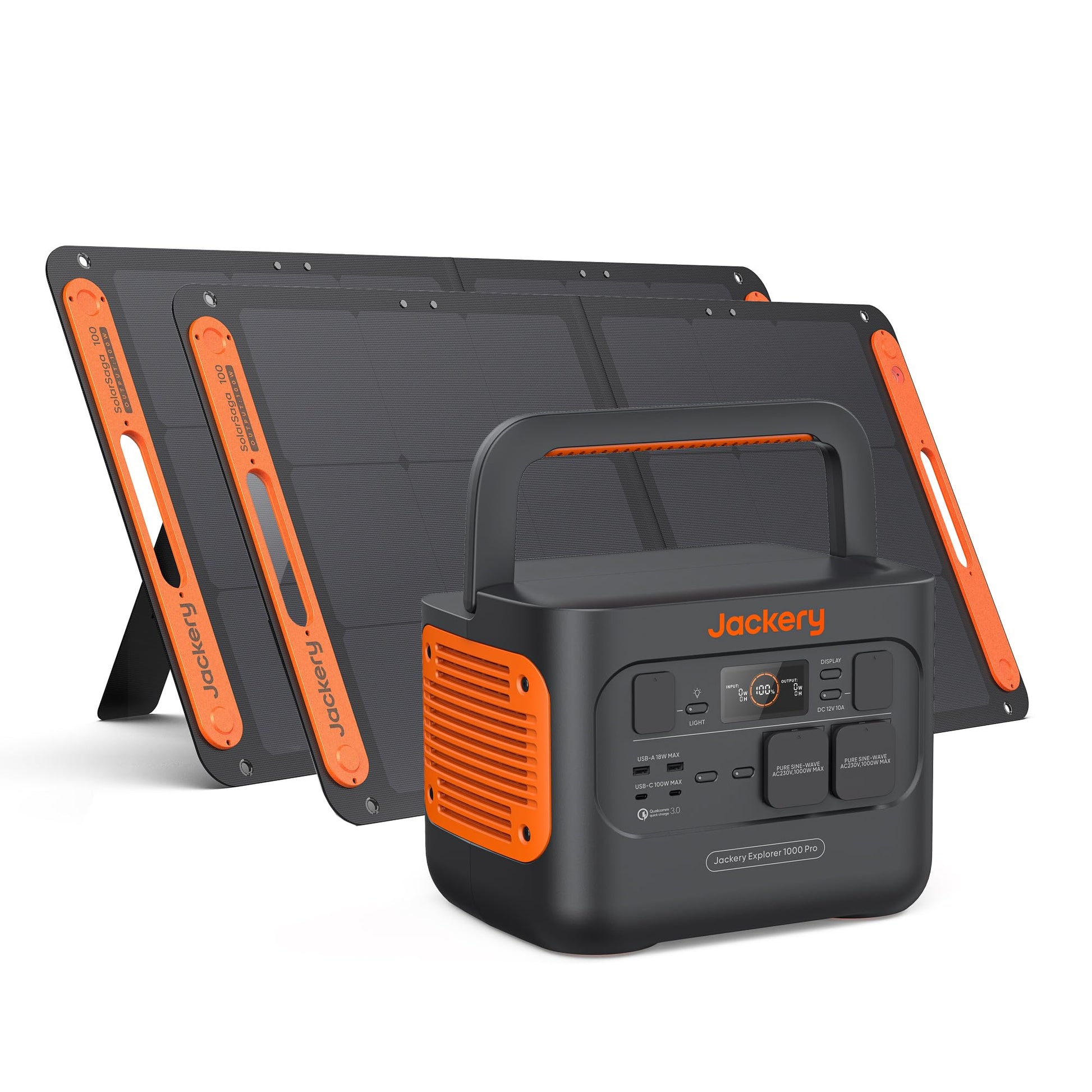 Jackery Powerstation 1000 v2 mit 200W Solarpanel, 1070Wh LiFePO4 Solargenerator, 1500W AC/100W USB-C Ausgang,1 Std. Schnellladung für Camping, Wohnmobil, Notfall