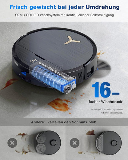 ECOVACS X9 PRO Omni, 16.600Pa, OZMO Roller, ZeroTangle 3.0, Heißwasser-Wischung, TruEdge 2.0, YIKO-GPT
