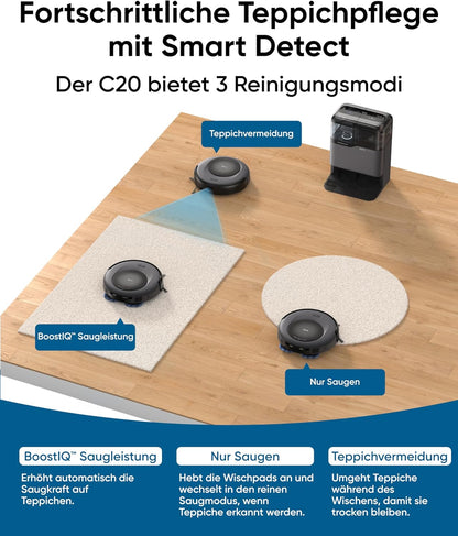 Eufy Omni C20, 7.000Pa, All-in-One-Station, Auto-Entleerung & -Reinigung, 8,5 cm, mit Wischfunktion