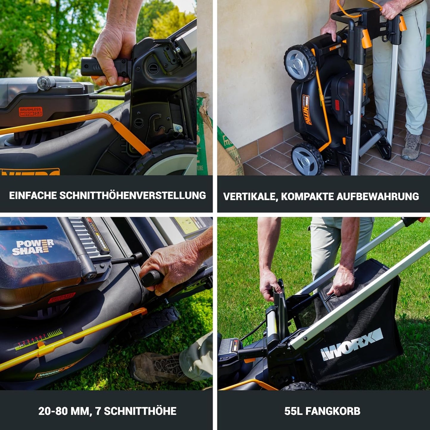 WORX WG749E Akku-Rasenmäher 40V, 46 cm, Radantrieb & Akku-Set