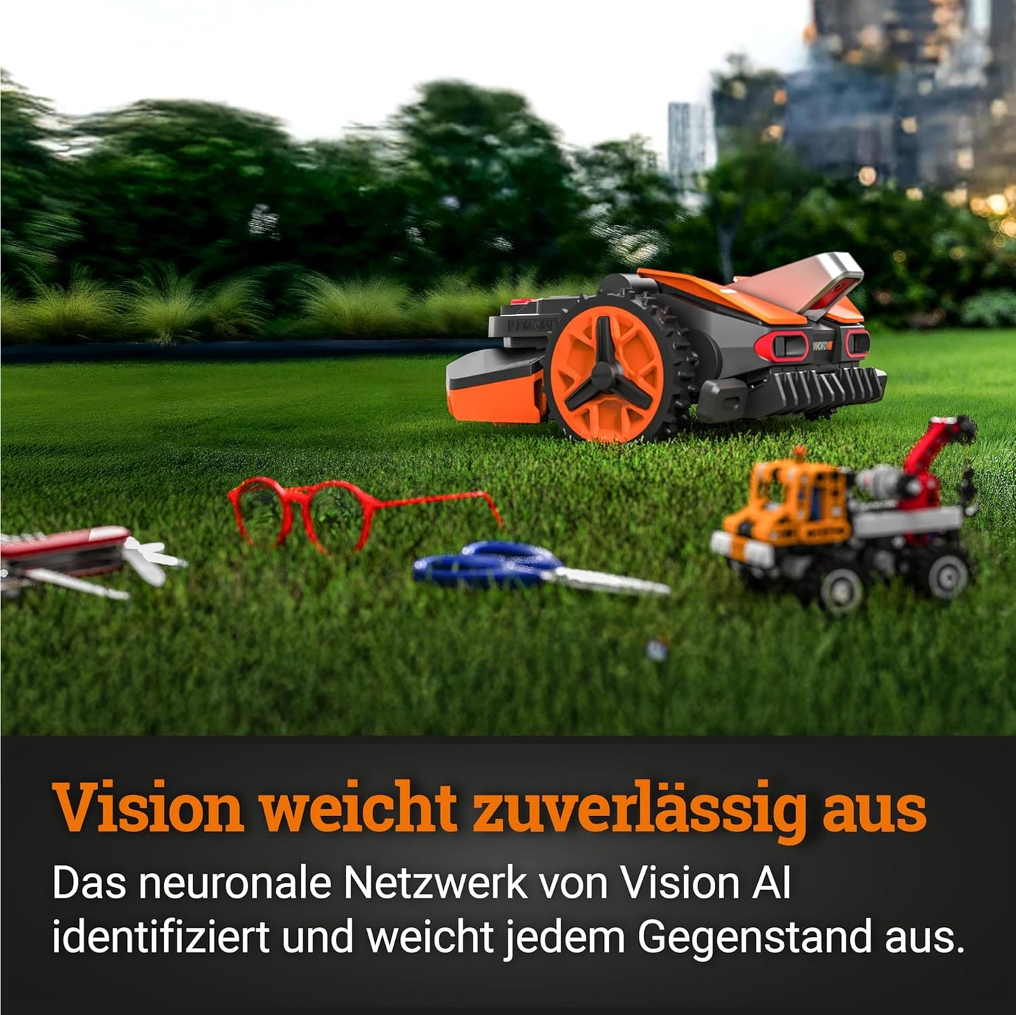 WORX Vision M800 Mähroboter 800 m² ohne Kabel, KI & Igelschutz