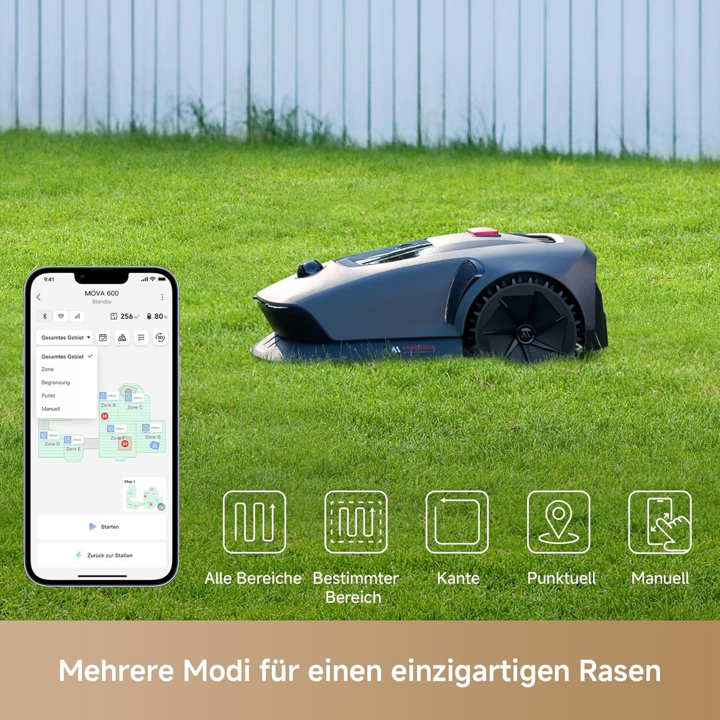 MOVA 600 Mähroboter 600 m², 3D-LiDAR & App-Steuerung