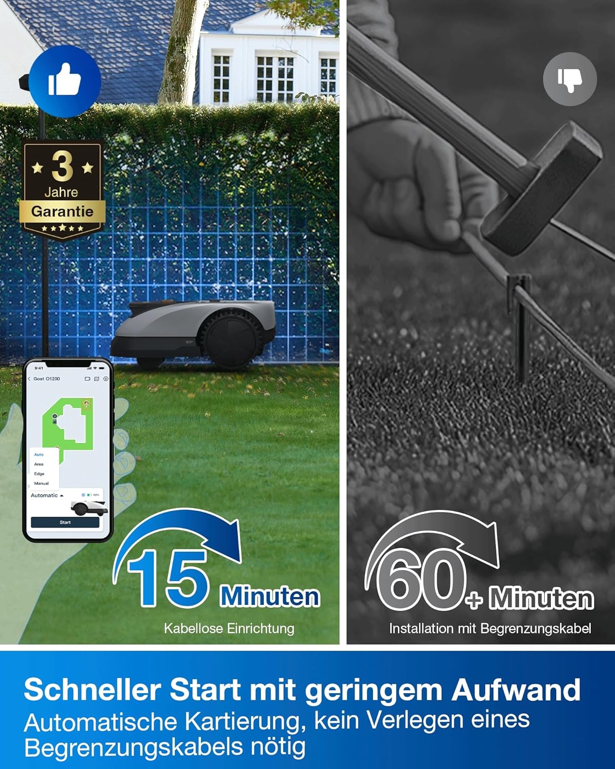 ECOVACS Goat O1200 Mähroboter 1200 m², RTK+Vision, ohne Kabel