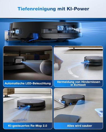 ECOVACS X9 PRO Omni, 16.600Pa, OZMO Roller, ZeroTangle 3.0, Heißwasser-Wischung, TruEdge 2.0, YIKO-GPT