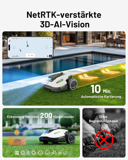 MAMMOTION YUKA Mini 500 Robotic Lawnmower, No Boundary Cable, 4G, Auto Mapping, 500m², 50% Incline