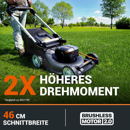 WORX WG749E Akku-Rasenmäher 40V, 46 cm, Radantrieb & Akku-Set