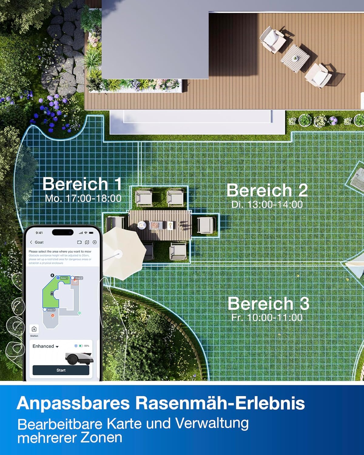 ECOVACS Goat O1200 Mähroboter 1200 m², RTK+Vision, ohne Kabel