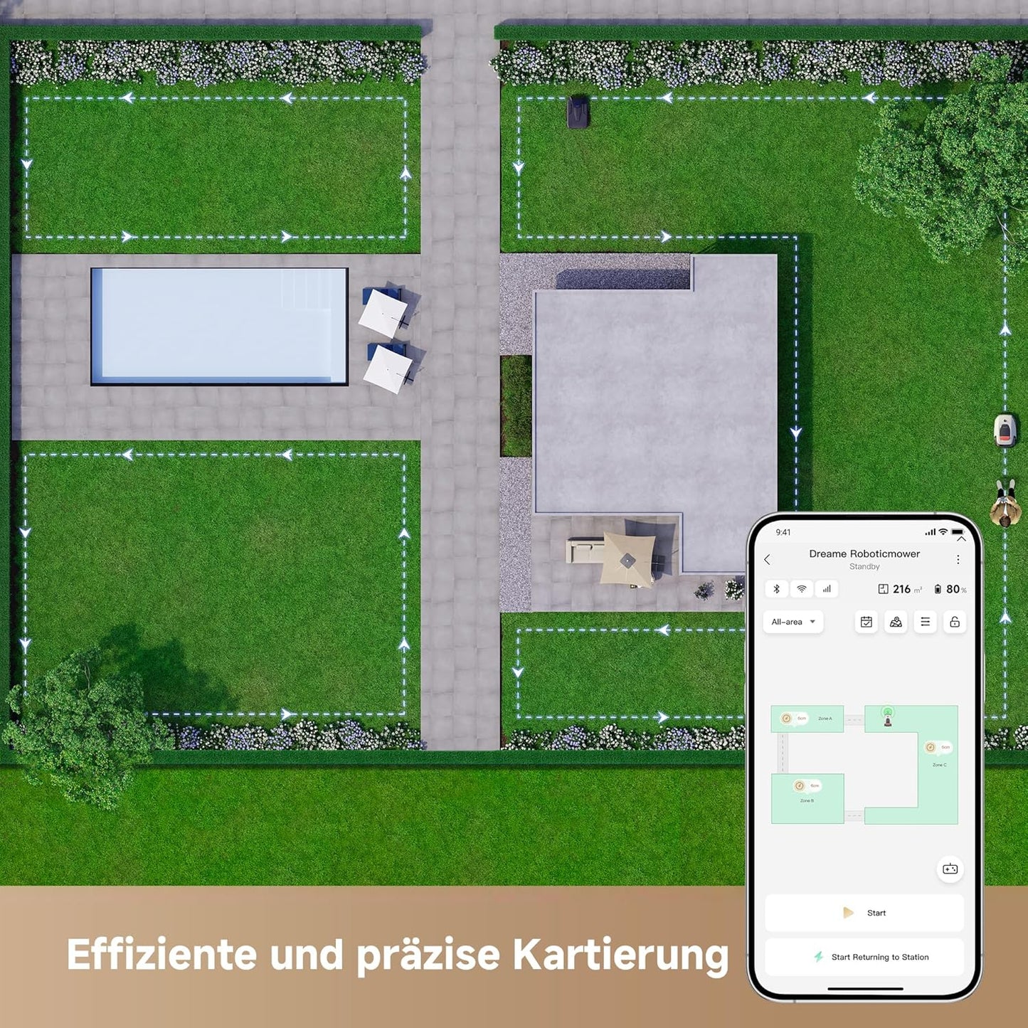 Dreame A1 Pro Mähroboter, 2000m², Drahtlos, OmniSense™, App & Zonensteuerung, Hindernisvermeidung