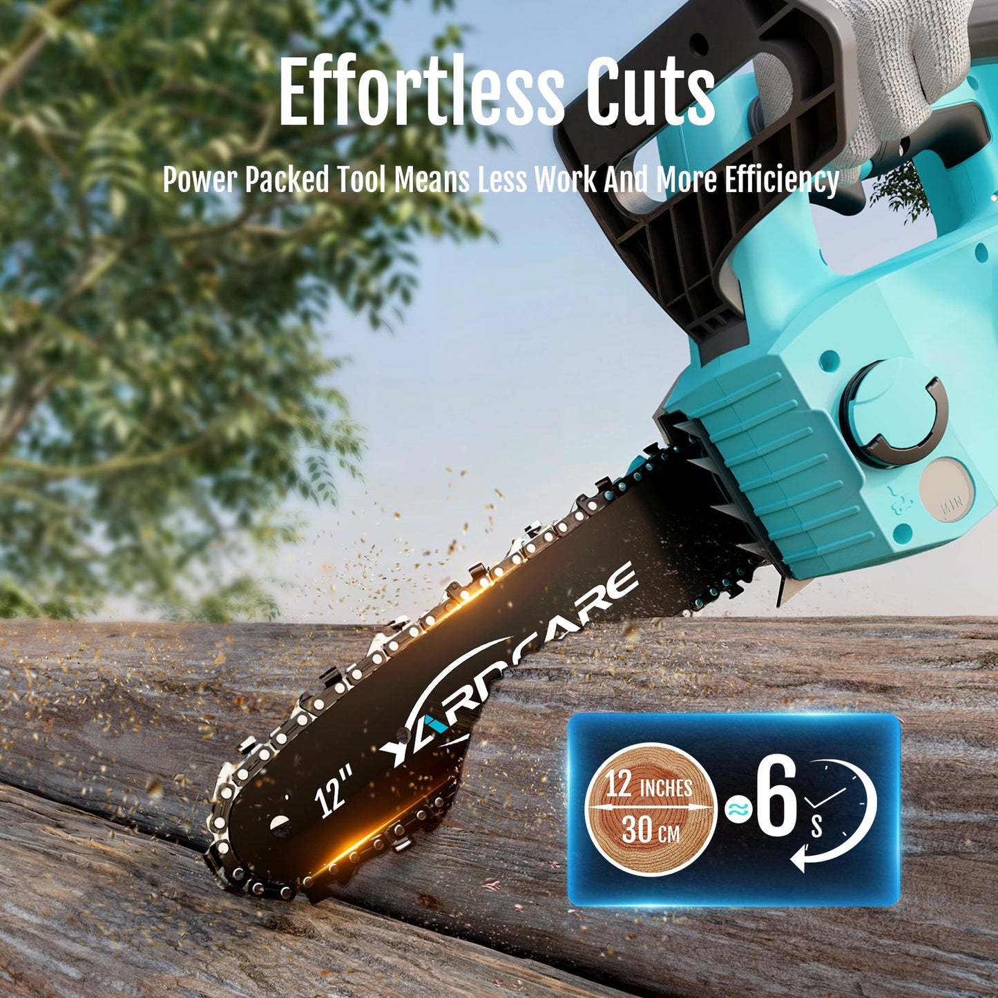 YARDCARE 12" bürstenlose Akku-Kettensäge